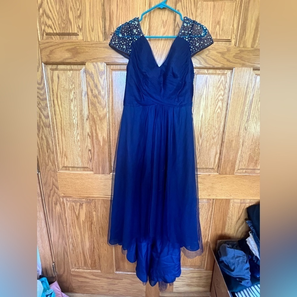 JJ's House - Elegant & Formal Navy Blue Hi Low Dress - Picture 1 of 15